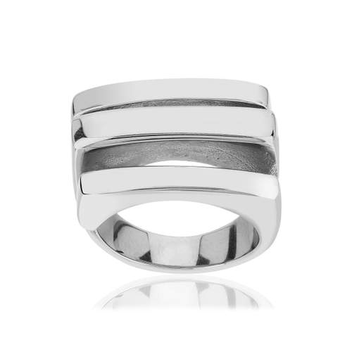 Triple openwork steel ring