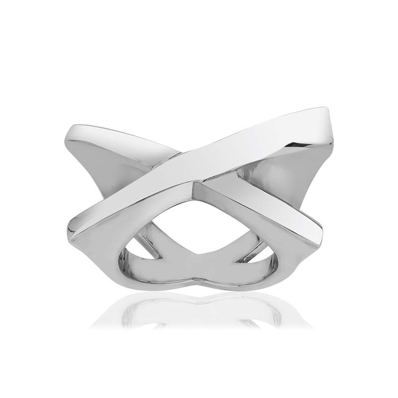 Bague acier croisée - vue 1