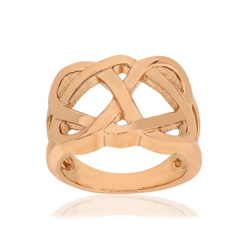 Bague acier doré rose - vue 1