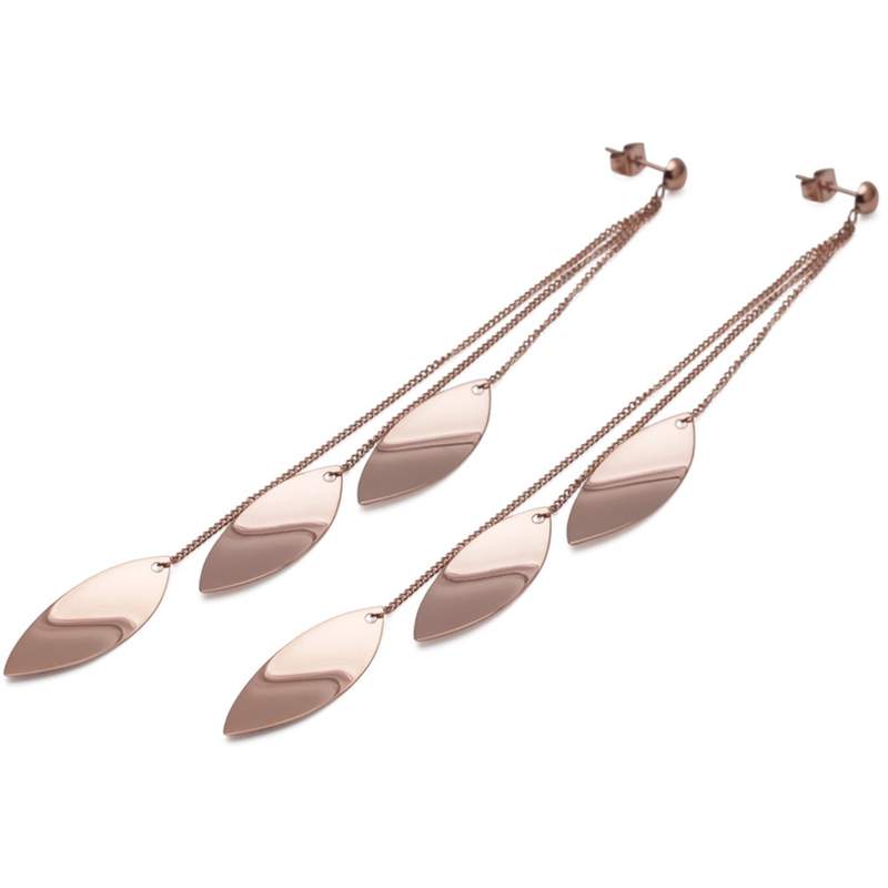Boucles d oreilles acier dore rose - vue 1