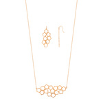 collier et boucles d'oreilles acier doré rose - vue 1