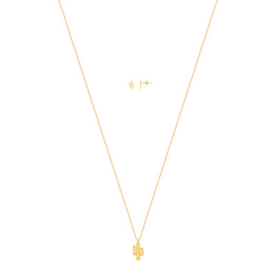 collier et boucles d'oreilles acier doré - vue V1