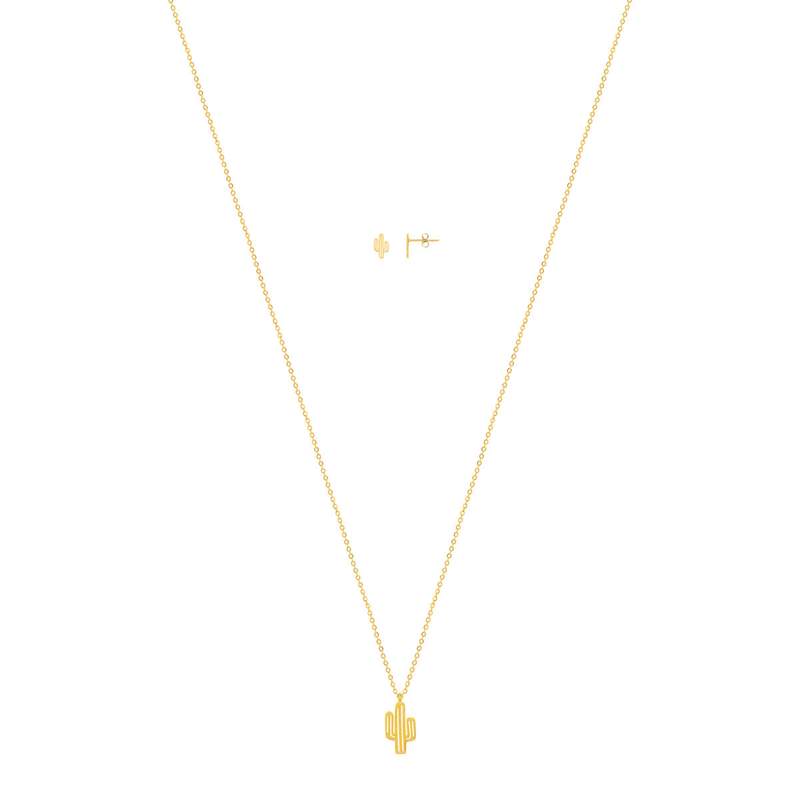 collier et boucles d'oreilles acier doré - vue 1