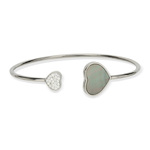 Bracelet jonc acier coeurs nacres - vue 1