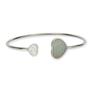 Bracelet jonc acier coeurs nacres