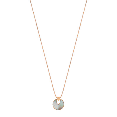 Collier acier doré rose ajouré nacre 50 cm