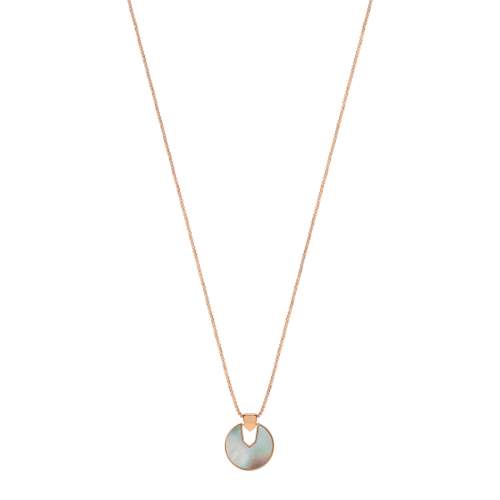 Collier acier doré rose ajouré nacre 50 cm