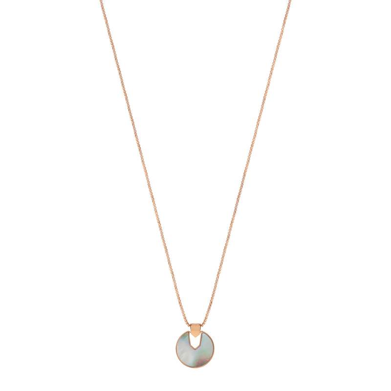 Collier acier doré rose ajouré nacre 50 cm - vue 1