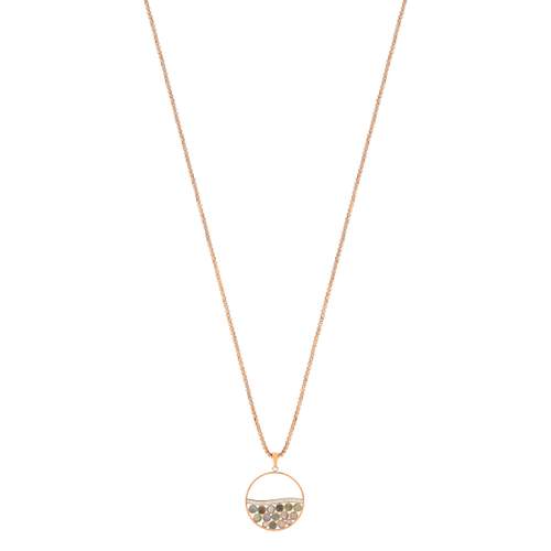 Collier acier doré rose ajouré nacre multicolore 47 cm