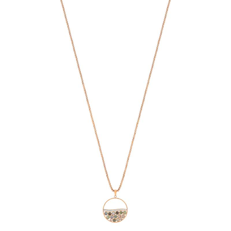Collier acier doré rose ajouré nacre multicolore 47 cm - vue 1