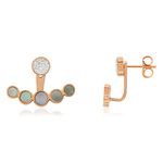 Boucles d'oreilles acier doré rose sous lobes nacres - vue 1