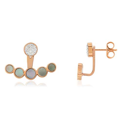 Pink gold-plated steel earrings with mother-of-pearl lobes