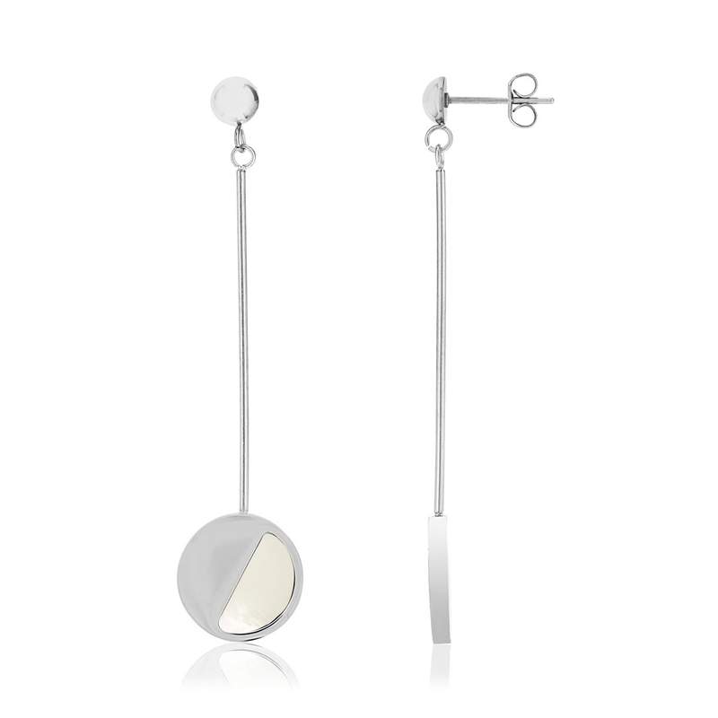 Boucles d oreilles acier et nacres - vue 1
