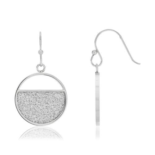Boucles d'oreilles acier pendants motif pailleté