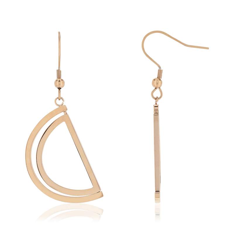 Boucles d'oreilles acier doré rose - vue 1