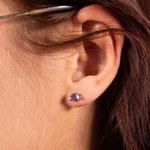 Boucles d'oreilles argent 925 améthystes - vue porté 1