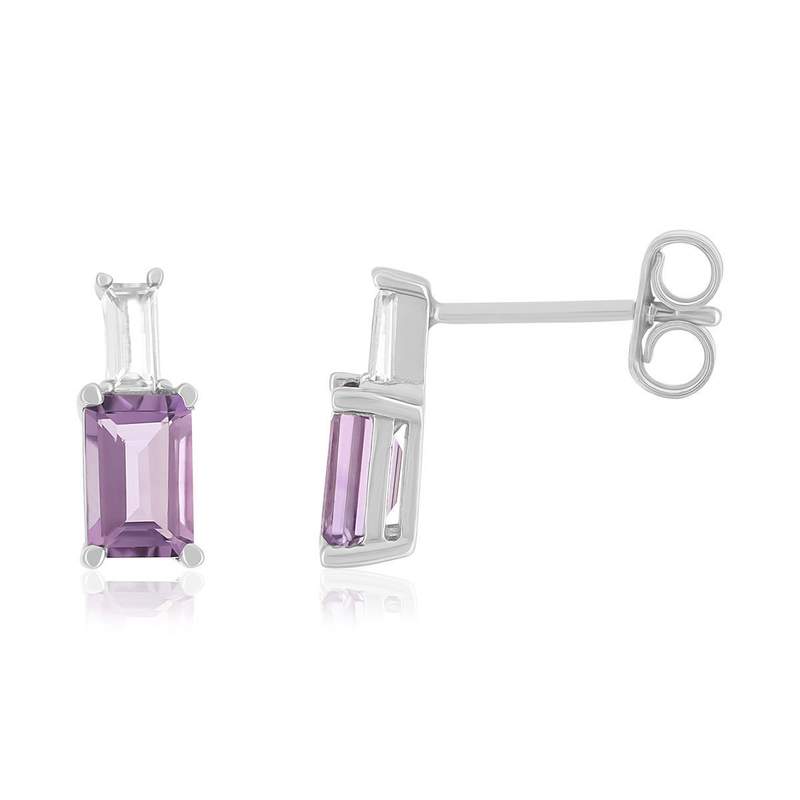 Boucles d'oreilles argent 925 améthystes - vue 1