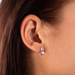 Boucles d'oreilles argent 925 améthystes - vue porté 1