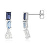 Boucles d'oreilles argent 925 pierres synthétiques bleues et zirconias - vue V1