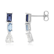 Boucles d'oreilles argent 925 pierres synthétiques bleues et zirconias