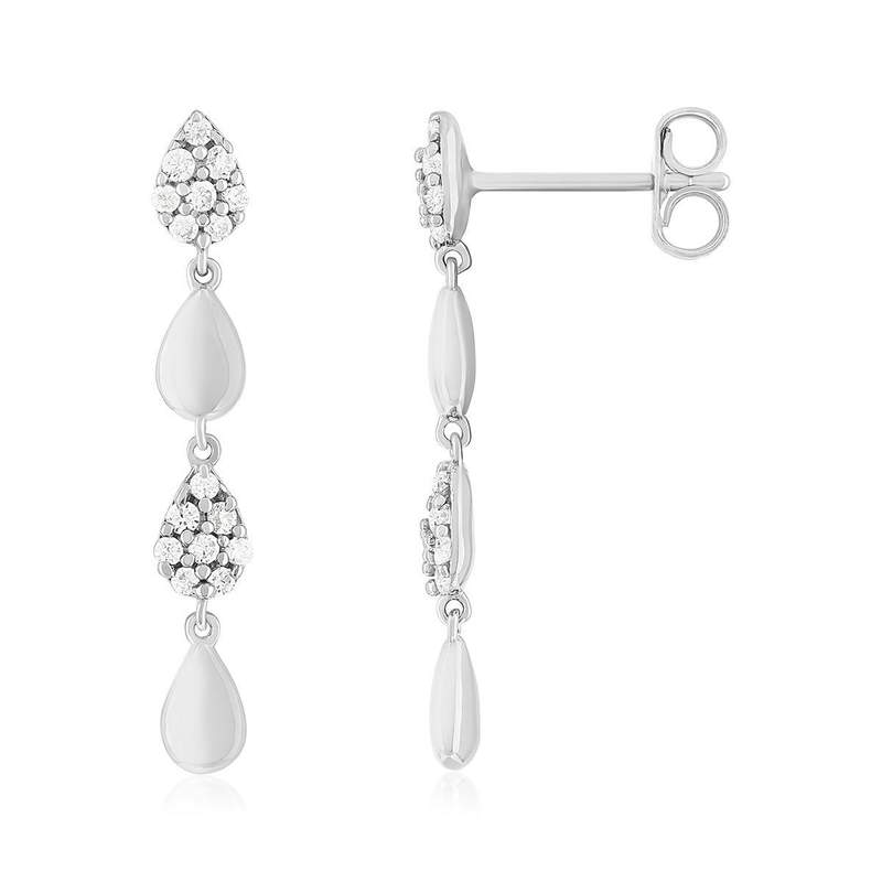 Boucles d'oreille argent 925 et zirconias - vue 1