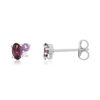 Boucles d'oreilles argent 925 grenats rhodolite améthystes et topazes traitées - vue V1