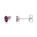 Boucles d'oreilles argent 925 grenats rhodolite améthystes et topazes traitées - vue 1