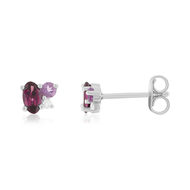 Boucles d'oreilles argent 925 grenats rhodolite améthystes et topazes traitées