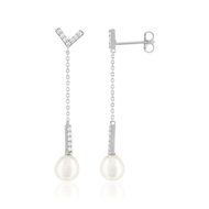 Boucles d'oreilles argent 925 perles de culture de chine et zirconias