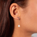 Boucles d'oreilles argent 925 perle de culture de chine - vue porté 1