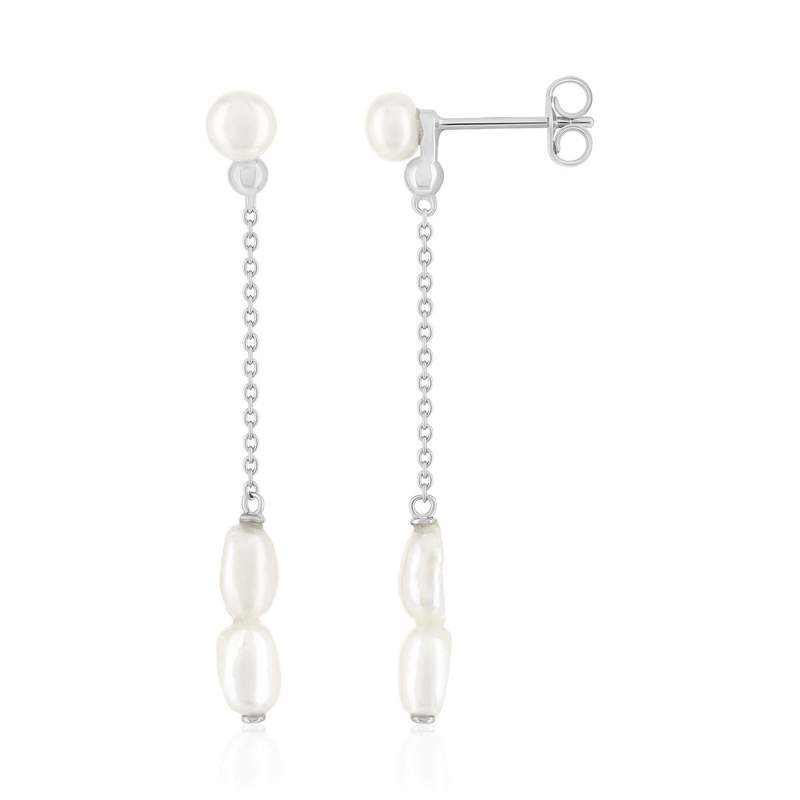 Boucles d'oreilles argent 925 perle de culture de chine - vue 1