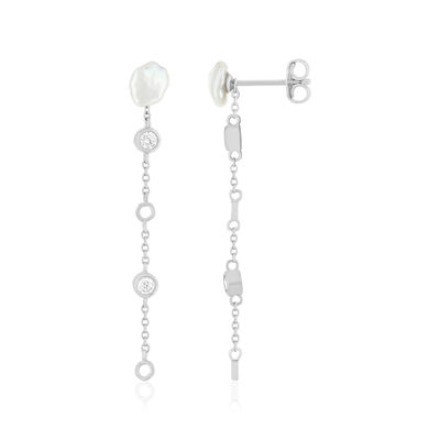 Boucles d'oreilles argent 925 perles d'eau douce et zirconias - vue 1