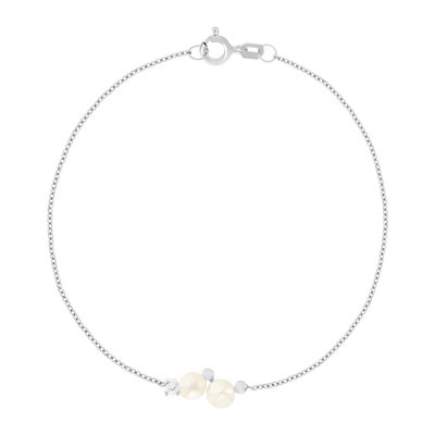 925 silver bracelet with Chinese pearls and zirconias 19cm