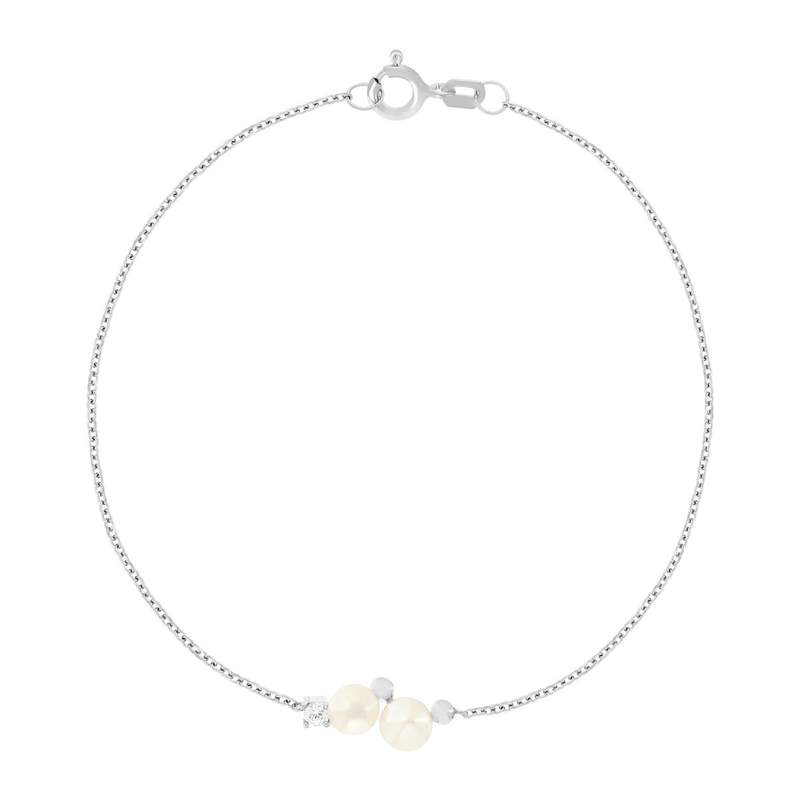 Bracelet argent 925 perles de Chine et zirconias 19cm - vue 1