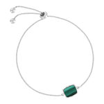 Bracelet argent 925 malachite 23cm - vue 1