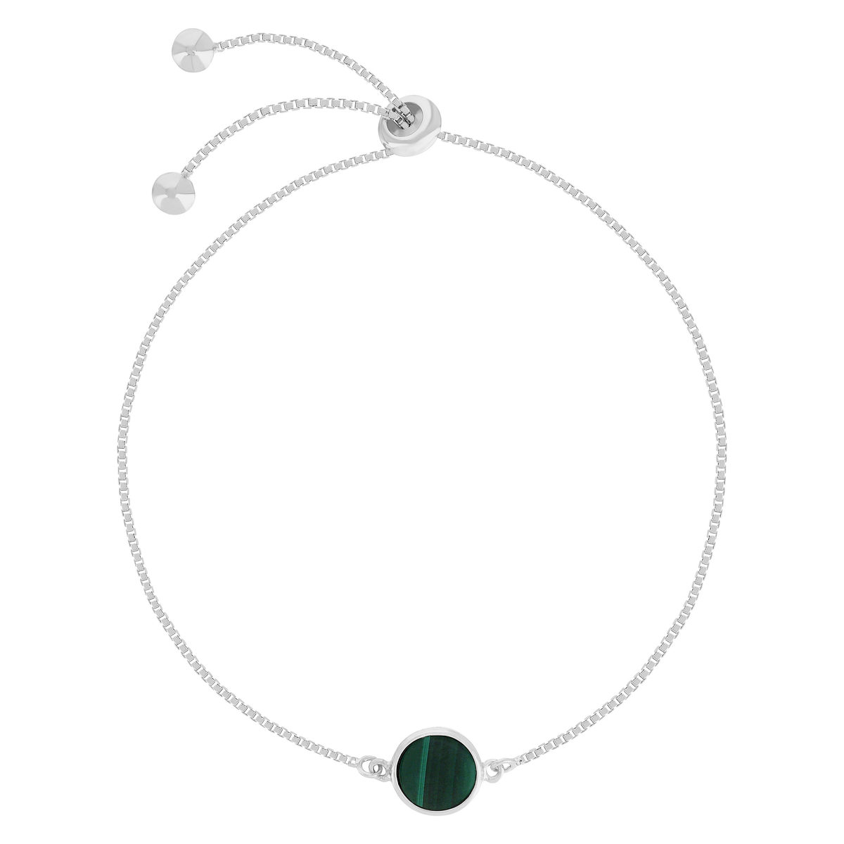 Bracelet argent 925 malachite 23cm