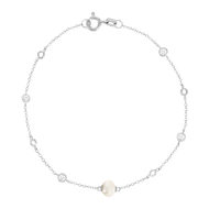 Bracelet argent 925 perles d'eau douce et zirconias 19cm