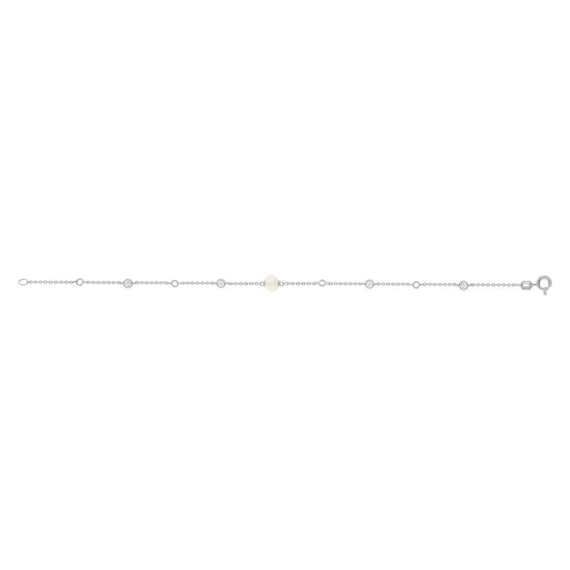 Bracelet argent 925 perles de Chine et zirconias 19cm - vue 2