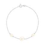 Bracelet argent 925 perles de Chine et zirconias 19cm - vue 1