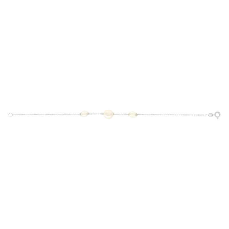 Bracelet argent 925 perles de Chine et zirconias 19cm - vue 2