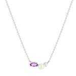 Collier argent 925 perle de Chine améthyste et topaze blanche 45cm - vue 1
