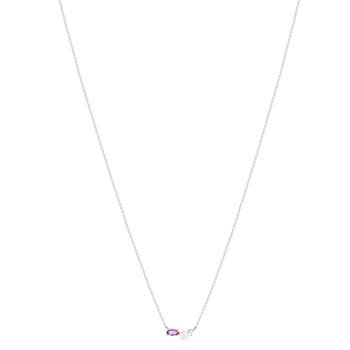 Collier argent 925 perle de Chine améthyste et topaze blanche 45cm