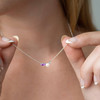 Collier argent 925 perle de Chine améthystes et topaze blanche 45cm - vue Vporté 2
