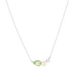 Collier argent 925 perle de Chine péridot et topaze blanche traitée 45cm - vue 1