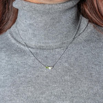 Collier argent 925 perle de Chine péridot et topaze blanche traitée 45cm - vue porté 1