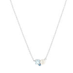 Collier argent 925 perle de Chine et topazes bleues traitées 45cm - vue 1