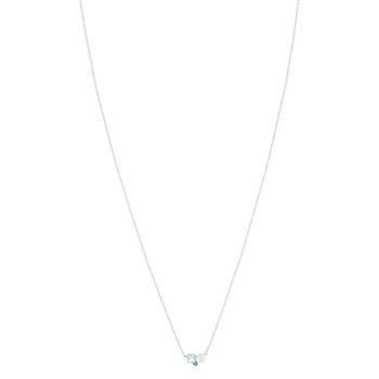 925 zilveren ketting met Chinese parel en behandelde blauwe topaas, 45 cm