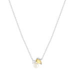 Collier argent 925 perle de Chine citrine et topaze blanche 45cm - vue 1