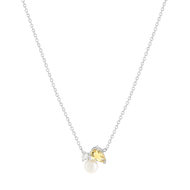 Collier argent 925 perle de Chine citrine et topaze blanche traitée 45cm