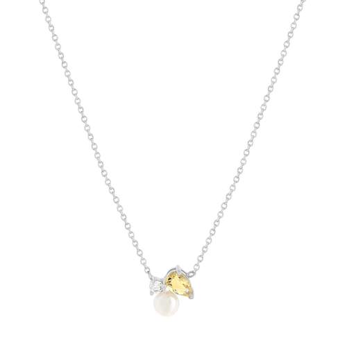 925 zilveren ketting met Chinese parel, citrien en witte topaas, 45 cm